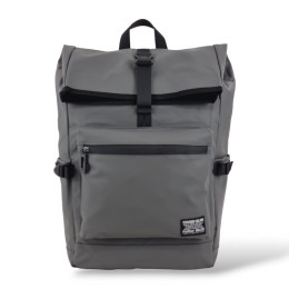 Αδιάβροχο Σακίδιο Πλάτης Rolltop 28x14x44cm 18lt Πλαστικοποιημένο Μεταλλικό Κούμπωμα Laptop 14″ Γκρι — PlayBags PS810