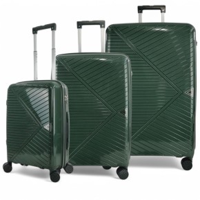 Σκληρές Βαλίτσες Μικρή, Μεσαία, Μεγάλη Πολυπροπυλένιο με Επέκταση PLAYBAGS KB002-SET3. Πρασινο